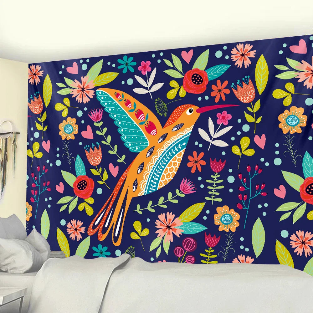 Animal Floral Wall Hanging | Boho Hippie Bedroom Decor | Decobites Home Tapestry