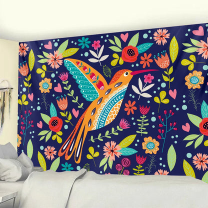 Animal Floral Wall Hanging | Boho Hippie Bedroom Decor | Decobites Home Tapestry