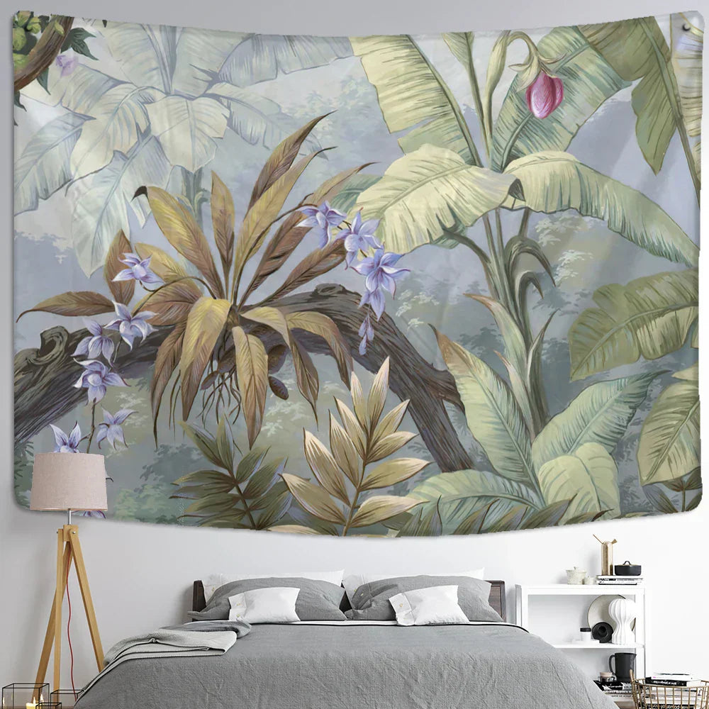 Decobites Magnolia Flower Tapestry: Bohemian Hippie Art Wall Hanging for Bedroom & Living Room