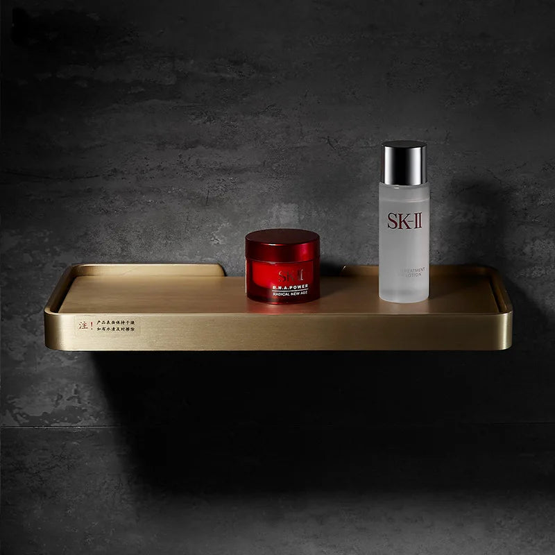 DecorBites™ Brushed Gold Bathroom Corner Shelf Wall-Mounted Storage Organizer
