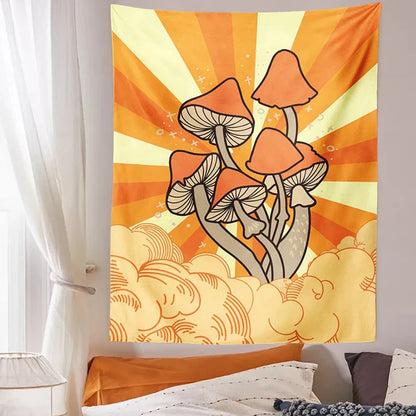 Decobites Retro Mushroom Flower Tapestry Wall Hanging for Boho Dorm Room Decor