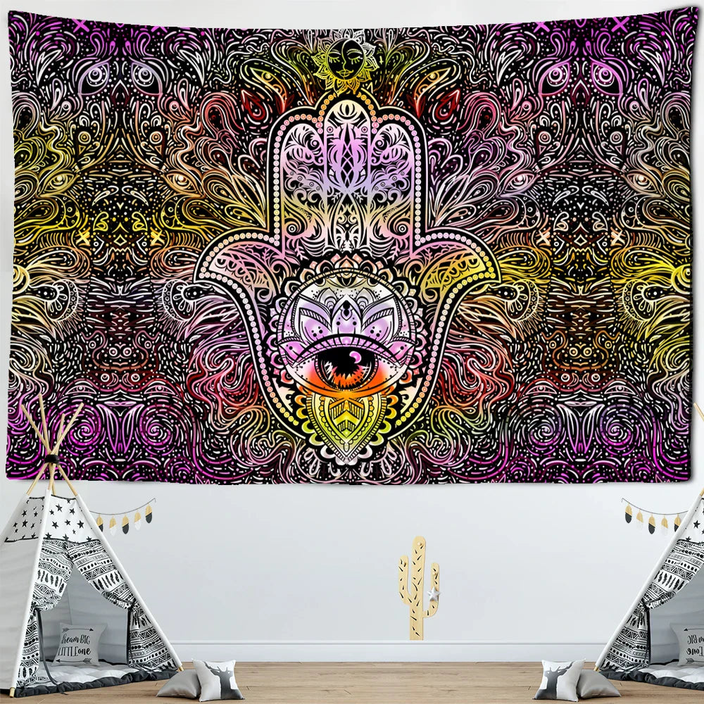 Decobites Psychedelic Sun Eyes Tapestry Wall Hanging for Colorful Living Room Decor