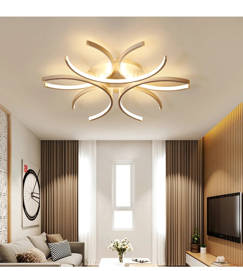 White Modern LED Chandelier For Bedroom Or Dining