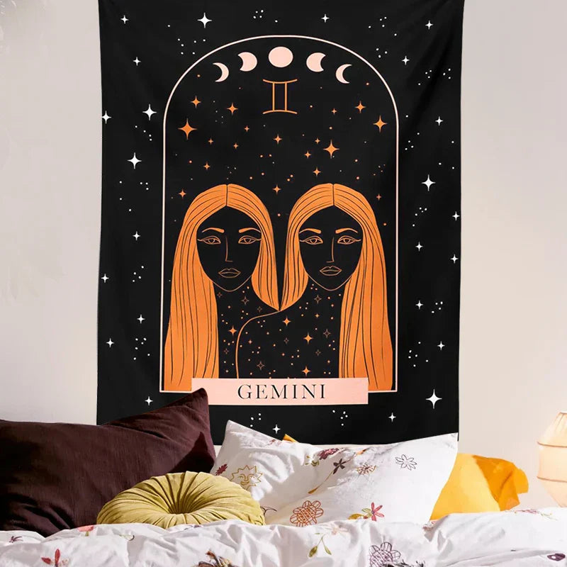 Decobites Celestial Constellation Tapestry Moon Phase Wall Hanging for Unique Home Décor