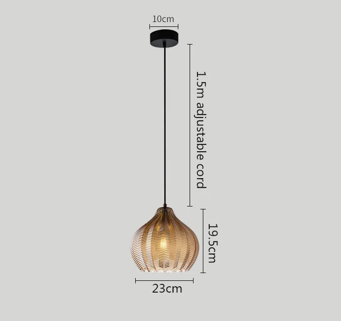 DecorBites™ Amber Gray Glass Chandelier LED Light Modern Nordic Bedroom Restaurant Bar Staircase Lamp