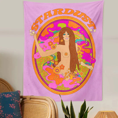 Decobites Rainbow 80s Tapestry: Psychedelic Hippie Decor for Girls' Dorm Room