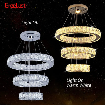 DecorBites™ Crystal LED Chandelier: Modern Pendant Light for Luxury Home Decor and Living Room