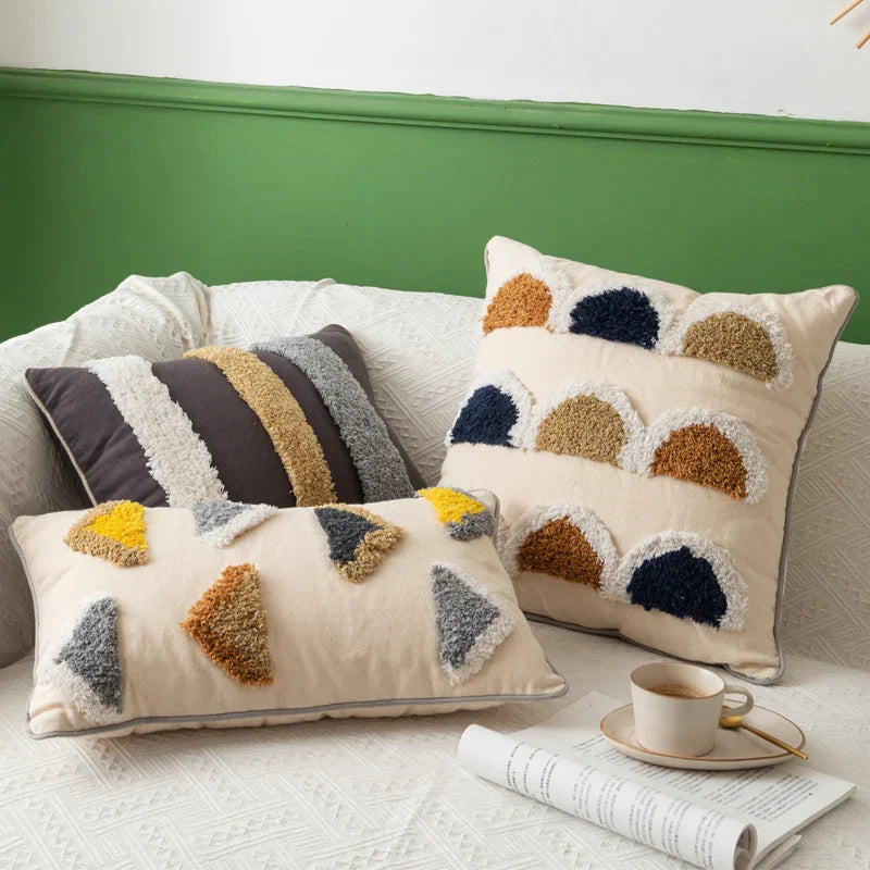 DecorBites™ Handmade Moroccan Geometric Dots Stripe Pillow Cover for Sofa Bed