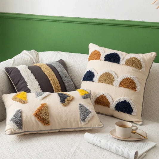 DecorBites™ Handmade Moroccan Geometric Dots Stripe Pillow Cover for Sofa Bed