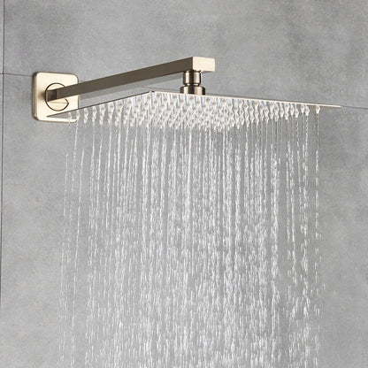DecorBites™ Brushed Gold Shower Mixer: Wall Mount Rainfall Head, Hand Shower, Rotate Tub Spout