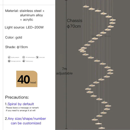 DecorBites™ Lotus Leaf Tea Art Spiral Staircase Chandelier - Chinese Style Pendant Light