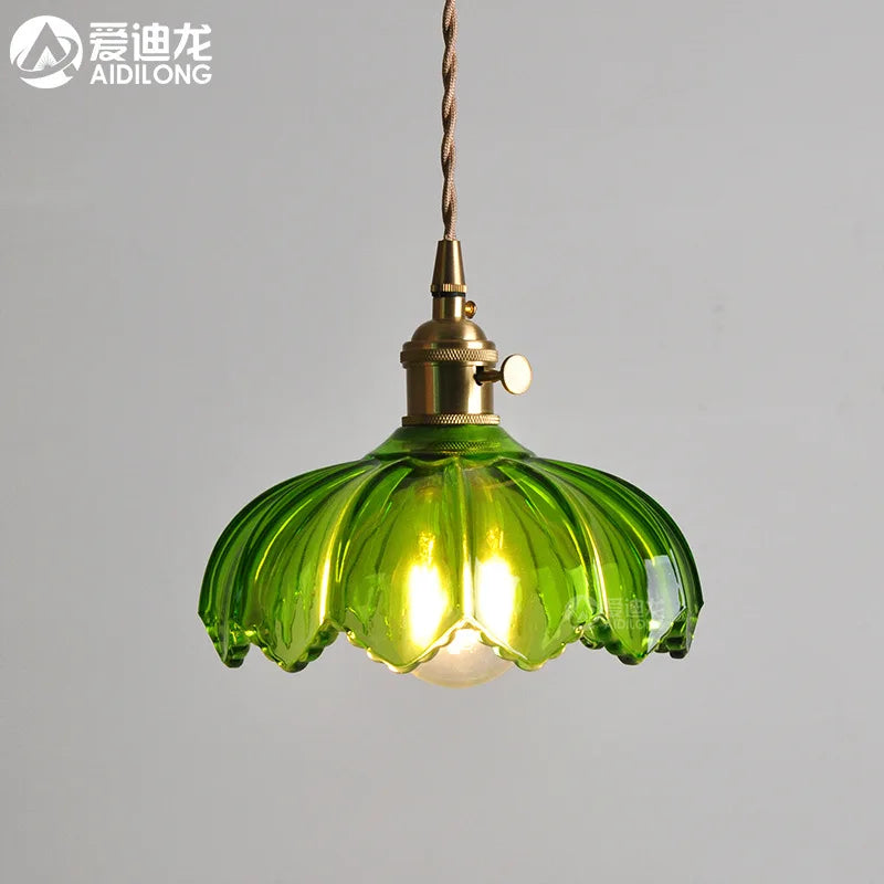 DecorBites™ Green Glass Hanging Lamp - Copper Nordic Modern Pendant Lights for Bedroom, Bar, Restaurant