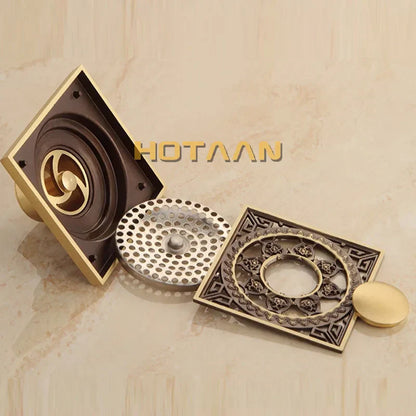 شبكة تصريف مياه الصرف الصحي للحمام بتصميم زهور عتيقة من نحاس ديكوربايتس™