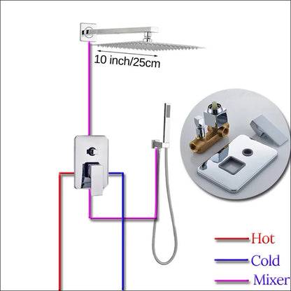 مجموعة صنبور دش مطري كبير من DecorBites™ مقاس 16 بوصة مع دش يدوي وصنبور نحاسي