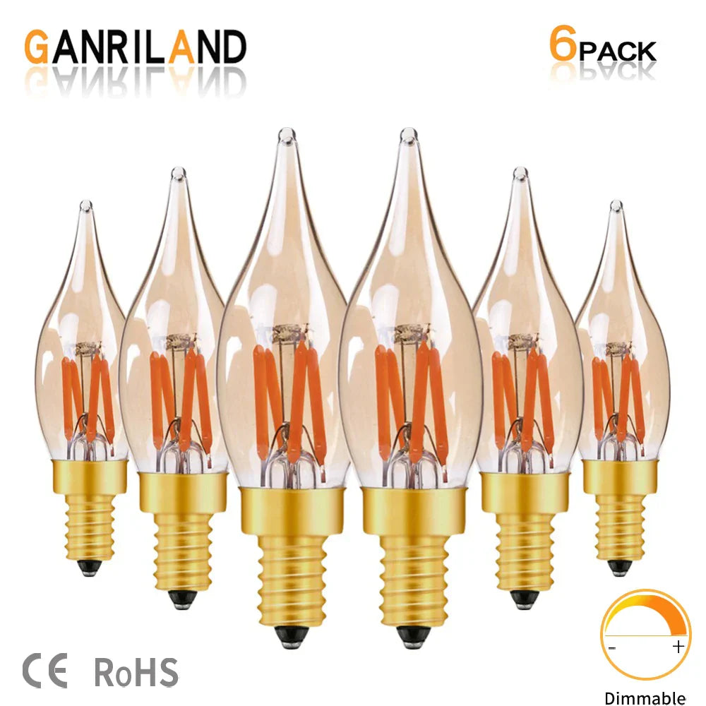 Bombilla de Filamento LED Decorbites™ C22T Tinte Dorado Lámpara de Vela E12 2W 2200K Decoración de Araña