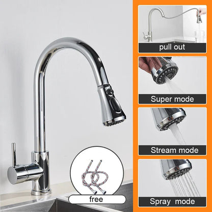 Grifo de cocina extraíble DecorBites™ negro - Grifo mezclador de cocina con rociador de chorro para montaje en cubierta