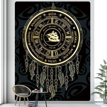 Decobites Viking Mystical Symbol Tapestry Wall Hanging for Bohemian Home Decor