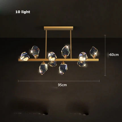 Lámpara de araña redonda de cobre cristal DecorBites™: Elegante lámpara colgante LED para comedor