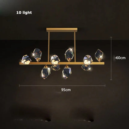 Lámpara de araña redonda de cobre cristal DecorBites™: Elegante lámpara colgante LED para comedor