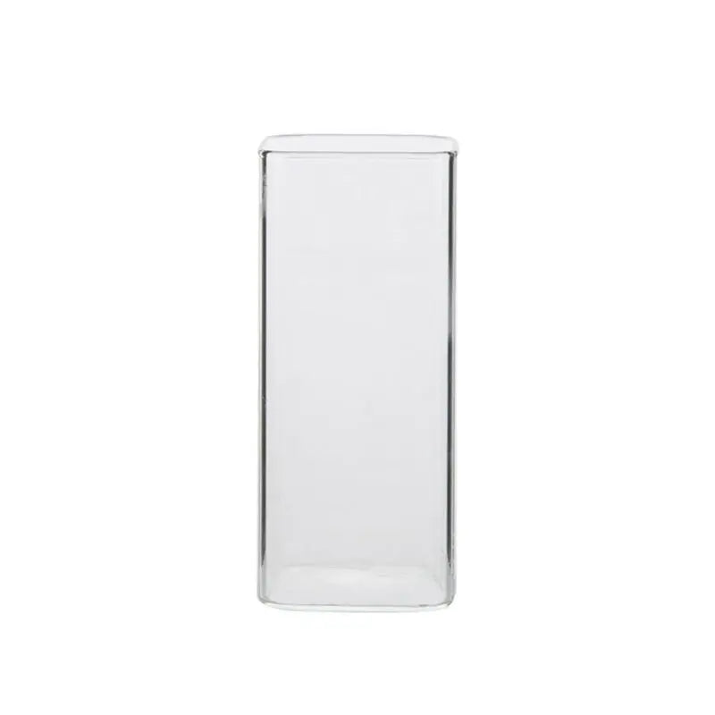 Vaso cuadrado de vidrio transparente DecorBites™ de 370 ml para té, leche o jugo - Vaso resistente a la temperatura