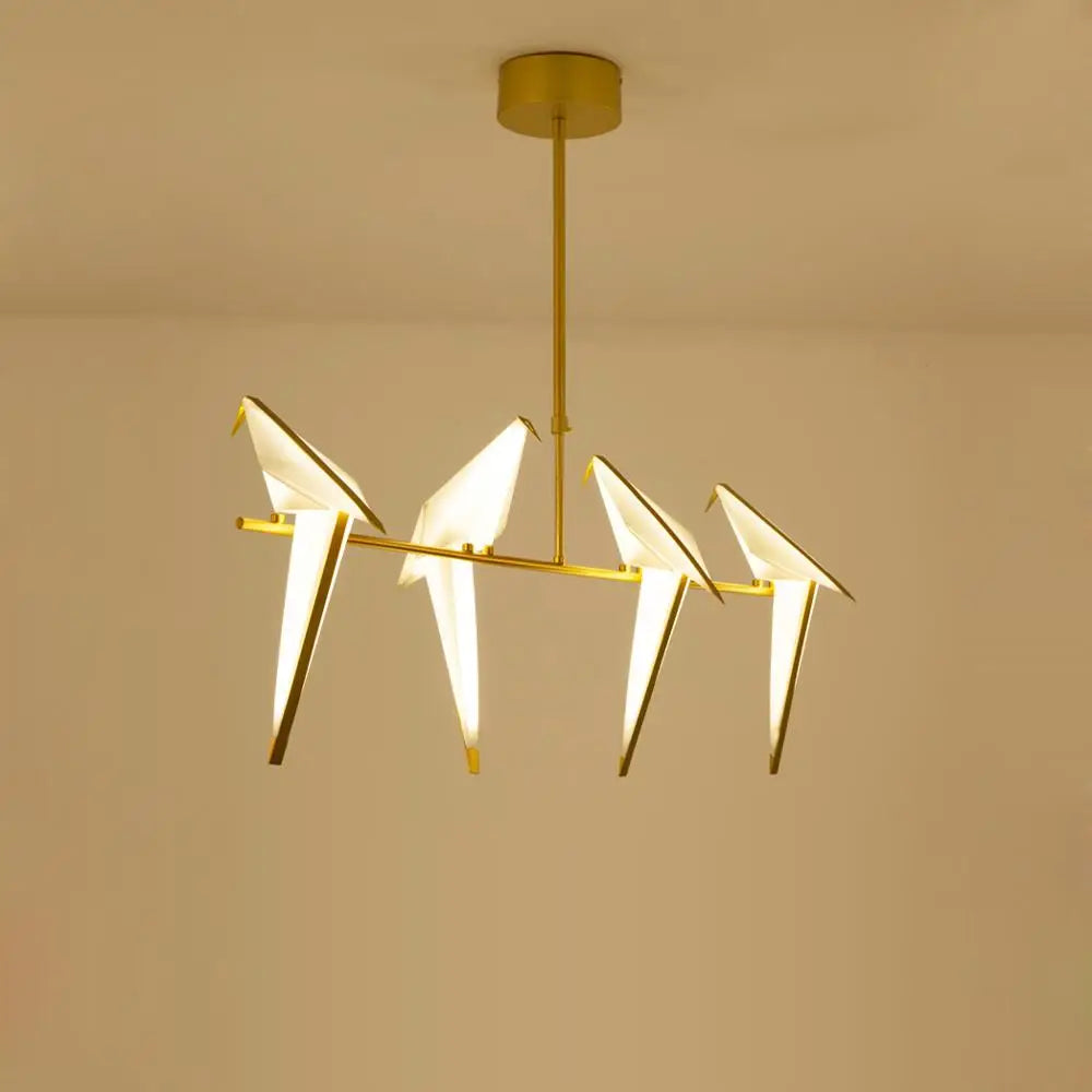 DecorBites™ Love Bird Chandelier Lighting - White Gold Designer Lustre for Dining Room