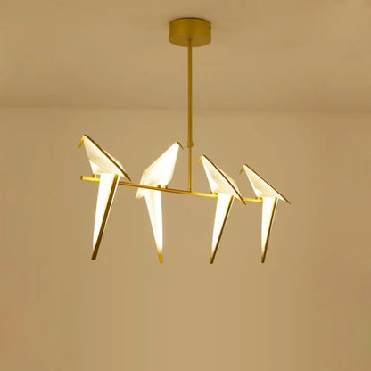 DecorBites™ Love Bird Chandelier Lighting - White Gold Designer Lustre for Dining Room