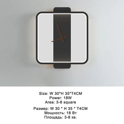 DecorBites™ LED Wall Clock Lamp Indoor Light Fixture Home Decor Bedroom Living Room