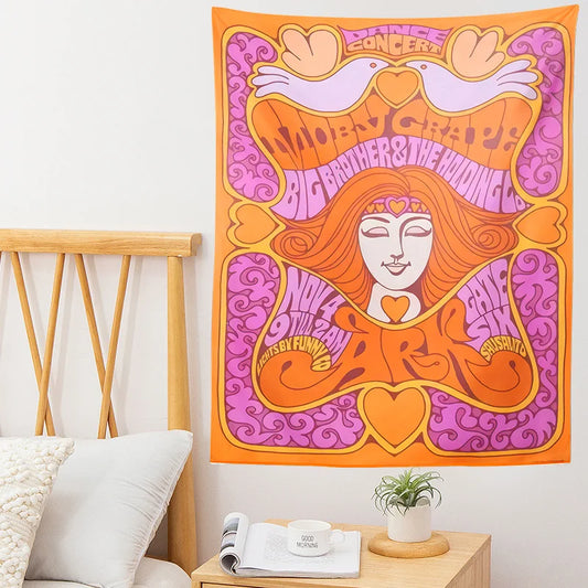 Decobites Retro Psychedelic Hippie Tapestry for Aesthetic Home Decor