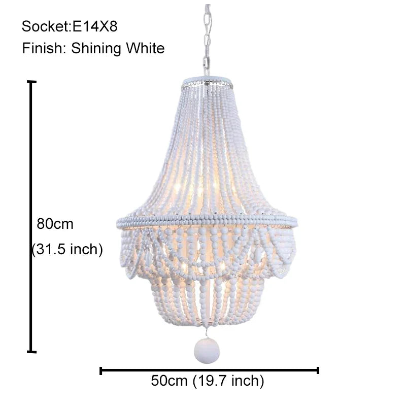 ثريا ديكوربايتس™ الخشبية السوداء المُعلّقة بالخرز - إضاءة نورديك عتيقة للمدخل، وغرفة الطعام، وغرفة النوم