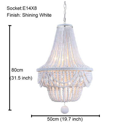 ثريا ديكوربايتس™ الخشبية السوداء المُعلّقة بالخرز - إضاءة نورديك عتيقة للمدخل، وغرفة الطعام، وغرفة النوم