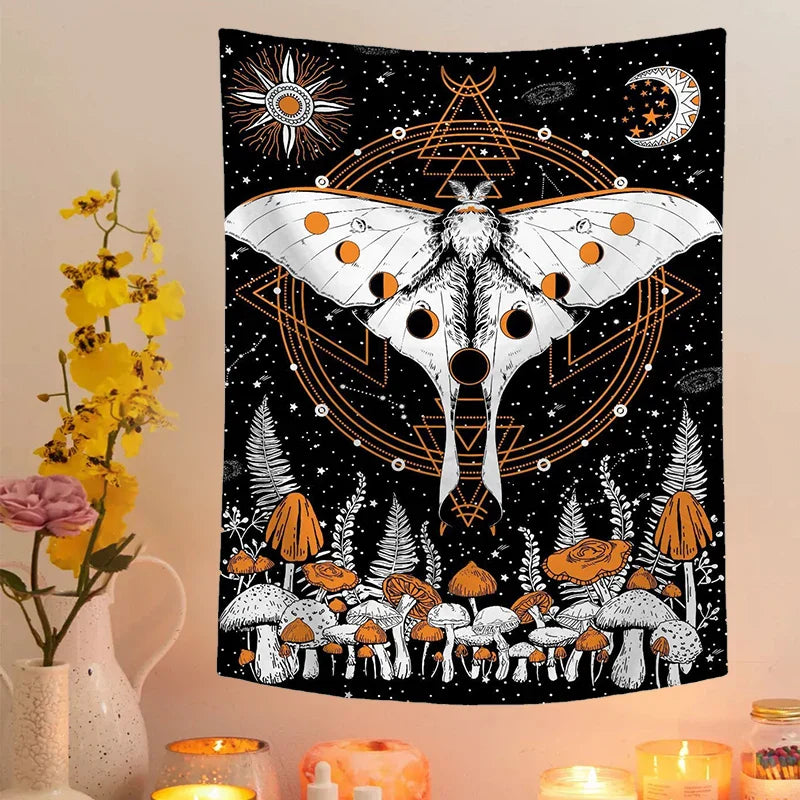 Decobites Moon Phase Celestial Star Tapestry for Room Decor