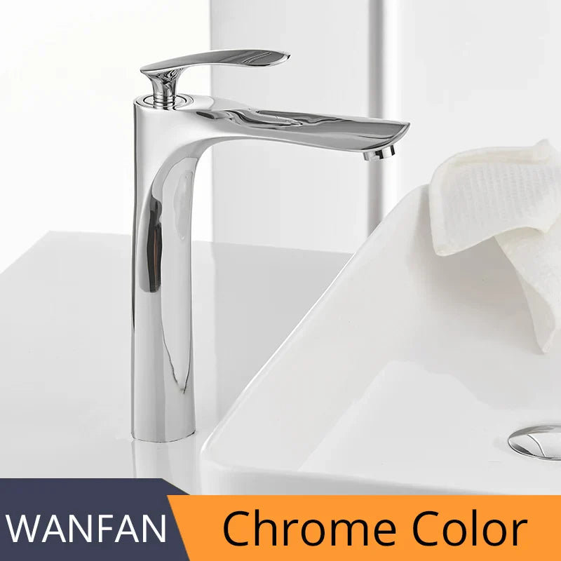 DecorBites™ Gold Chrome Finish Brass Basin Faucet Hot Cold Water Mixer