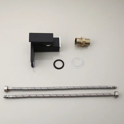 Grifo de lavabo con cascada LED DecorBites™, blanco y negro, mezclador, montaje sobre encimera, latón macizo