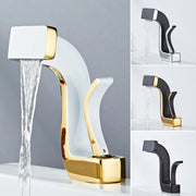 Grifo de Lavabo de Latón Dorado Decorbites™ Mezclador de Agua Fría y Caliente para Fregadero Montaje en Cubierta