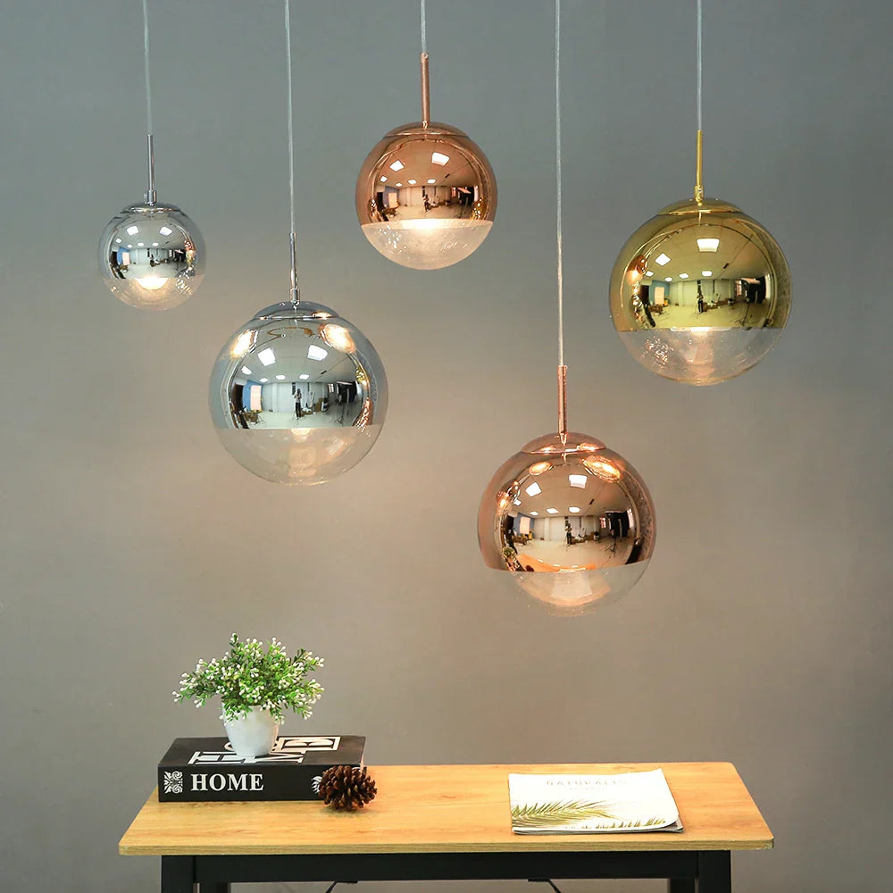 Lámpara colgante LED de bola de vidrio dorado Decorbites™ para dormitorio, sala de estar - Lámpara colgante de arte moderno
