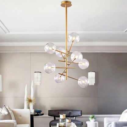 Lámpara de araña DecorBites™ con bolas de cristal y hierro para sala de estar en casa, hotel o villa