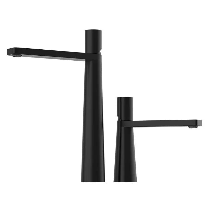 DecorBites™ Basin Faucet: Black/Grey Brass Bathroom Mixer Tap, Single Handle Hot Cold Lavatory