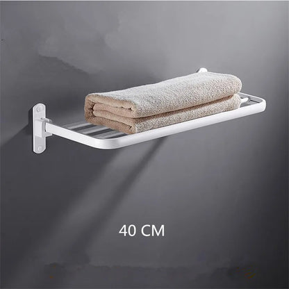 DecorBites™ Aluminum Towel Rack: Movable Bath Holder, Black/White, 40/50/60 CM