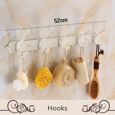 Juego de herrajes de baño de aluminio DecorBites™: estante, toallero, portarrollos de papel, soporte para cepillos, ganchos