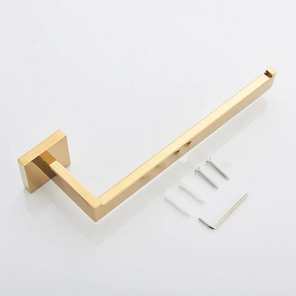 DecorBites™ Gold Bathroom Hardware Set: Hook, Towel Rail, Bar, Shelf, Tissue Holder & More