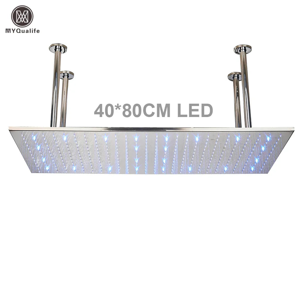 رأس دش DecorBites™‎ بإضاءة LED مقاس 16×32 بوصة - تصميم مربع فاخر متغير الألوان