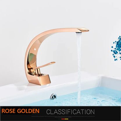 DecorBites™ Gold Basin Faucet: Deck Mount Black Chrome Mixer for Bathroom Washbasin