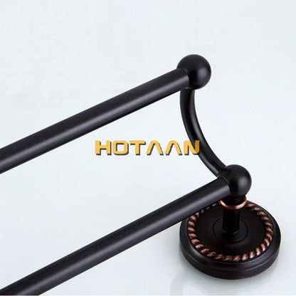 حامل مناشف مزدوج من نحاس أسود عتيق من DecorBites™، 30-60 سم - YT-12298-H