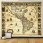 Decobites Medieval Map Bohemian Tapestry Wall Hanging for Home Decor