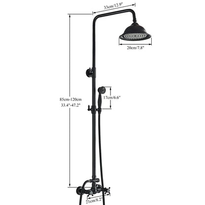 DecorBites™ Dual Handle Black Shower Set Faucet with Rainfall Shower Mixer Tap