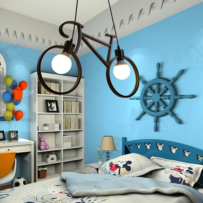 Decorbites™ Eisen-Fahrrad-Leuchter: Vintage Weiß Schwarz LOFT-Beleuchtung für Schlafzimmer und Wohnzimmer