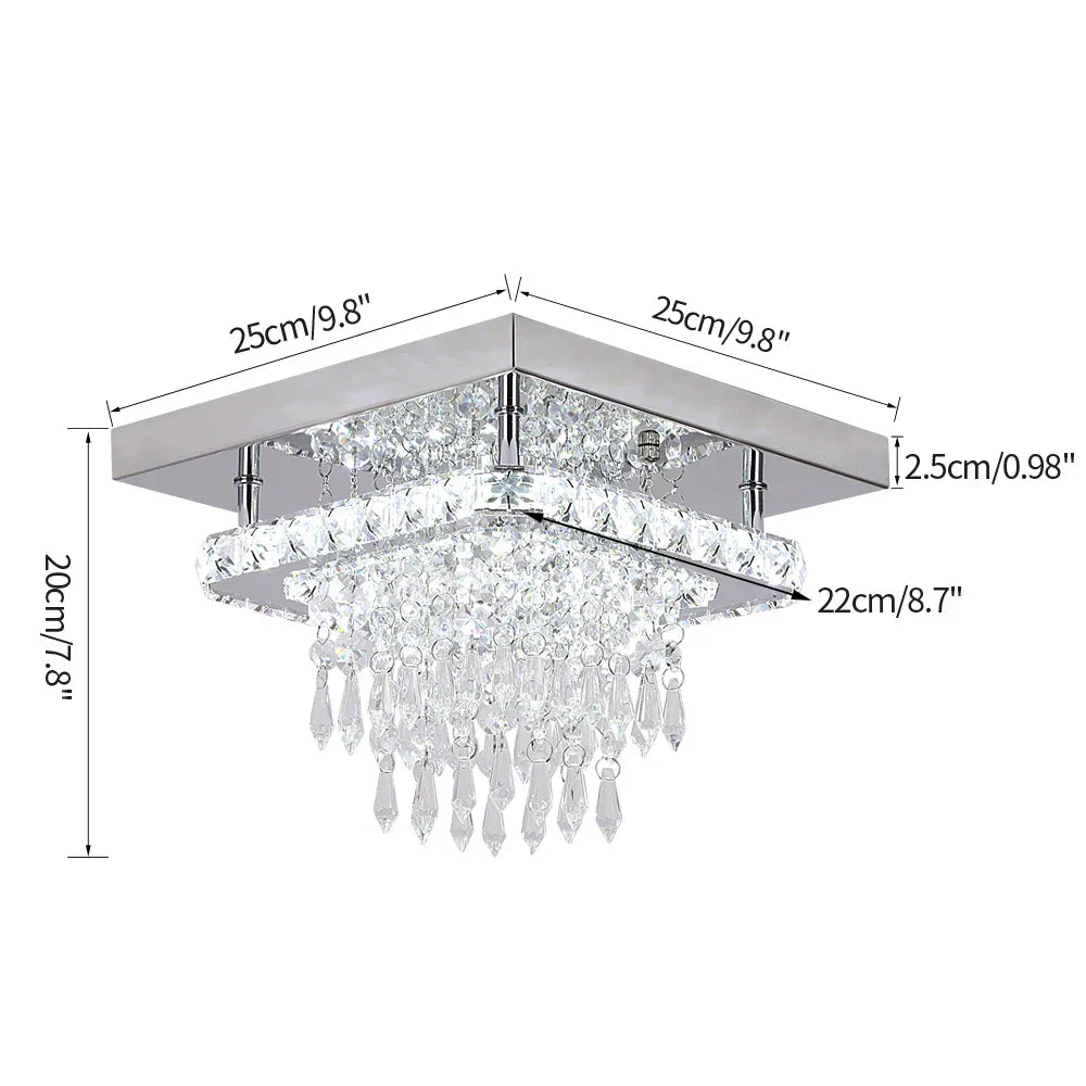 DecorBites™ Crystal LED Ceiling Light Plafon Chandelier Stainless Steel Luminaria