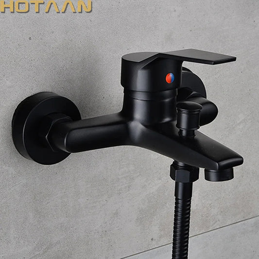 DecorBites™ Black Finish Wall Mounted Bathroom Shower Faucet with Handheld Mixer