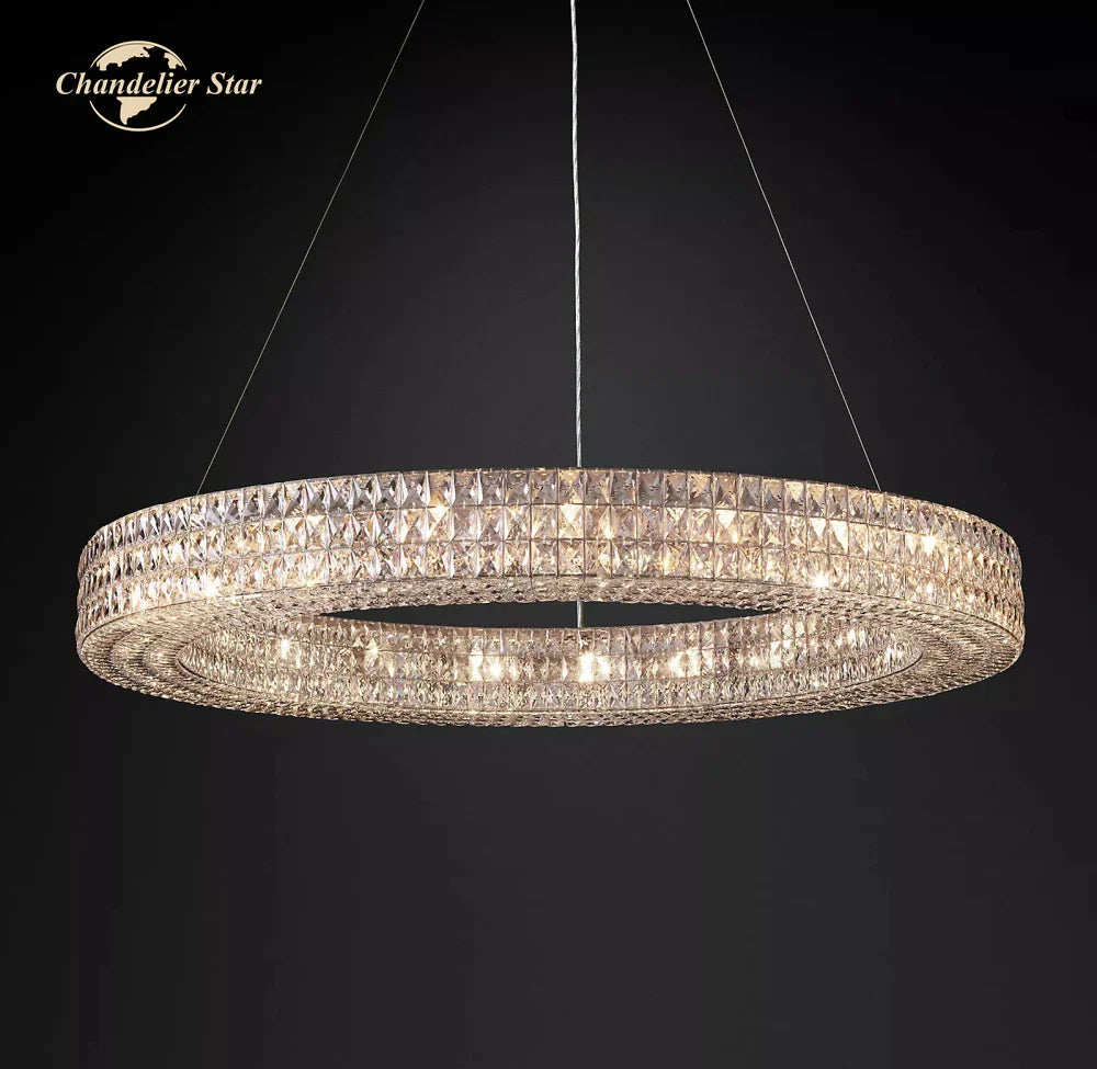 DecorBites™ LED Halo Crystal Chandelier for Bedroom Living Dining Room Decor