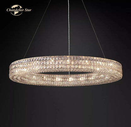 DecorBites™ LED Halo Crystal Chandelier for Bedroom Living Dining Room Decor